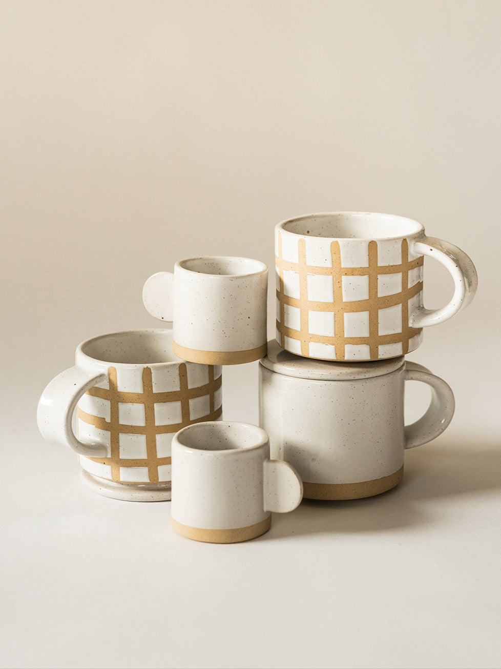 Speckle Grid Mug With Lid - Set of 2