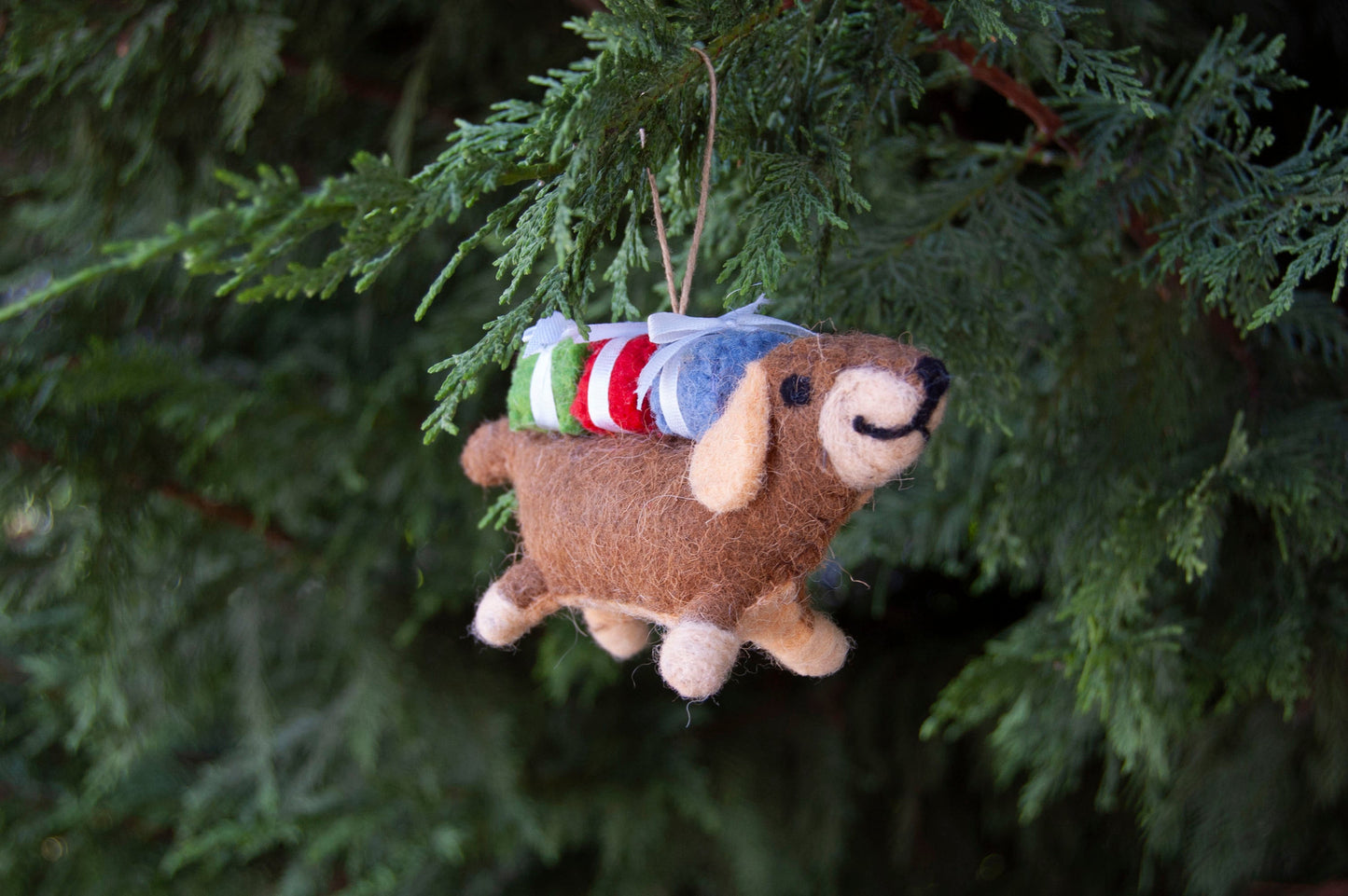 Daisy Dachshund Felted Ornament-ORNAMENT-ZWEIBIE
