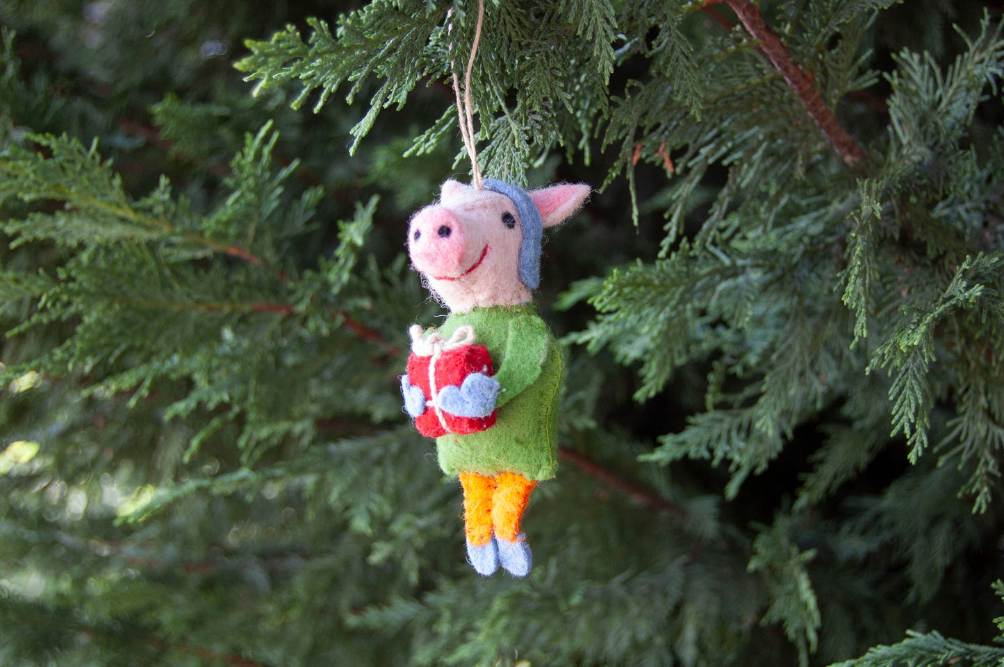 Pia Pig Felted Ornament-ORNAMENT-ZWEIBIE