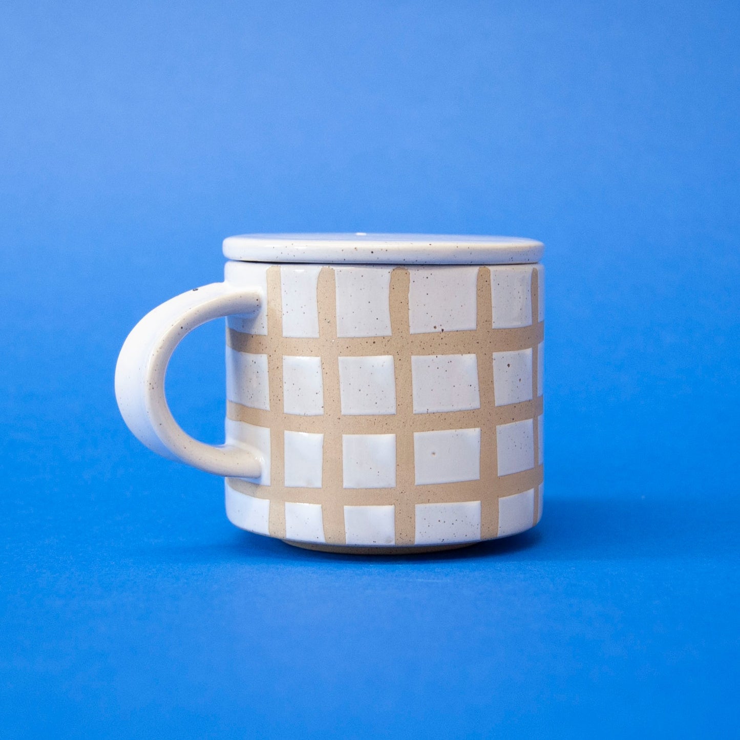 Speckle Grid Mug With Lid - Set of 2