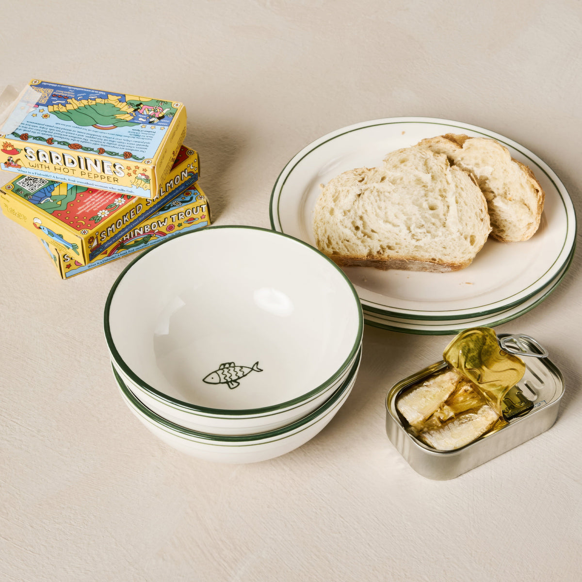 Melrose Icon Cereal Bowl S/4 - Green Fish
