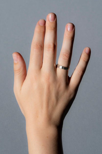 Glimmering Facet Ring - Solid Sterling Silver - Made to Order