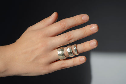 Glimmering Facet Ring - Solid Sterling Silver