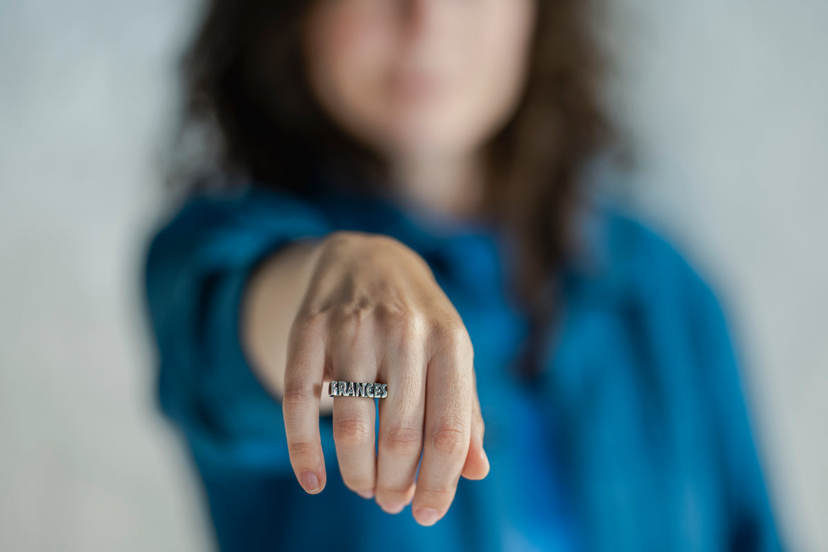 Custom Word Signet Ring – Solid Sterling Silver - Made to Order
