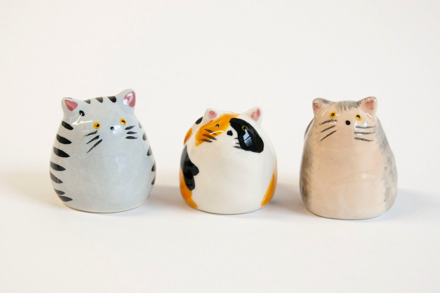 Cat Decorative Object - Set of 3 (Grey Tabby/Calico/Tan Tabby)