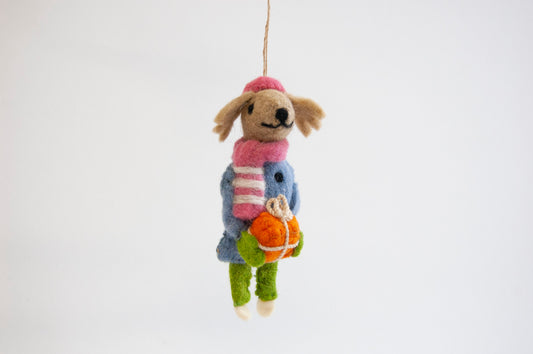 Penny Poodle Felted Ornament-ORNAMENT-ZWEIBIE