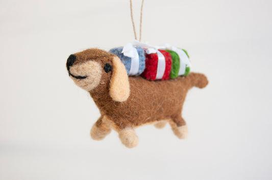 Daisy Dachshund Felted Ornament-ORNAMENT-ZWEIBIE