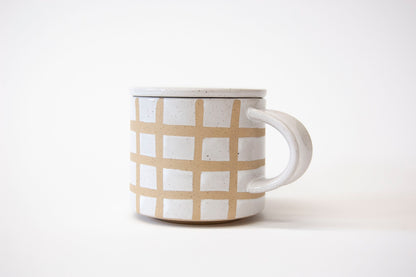 Speckle Grid Mug With Lid - Set of 2