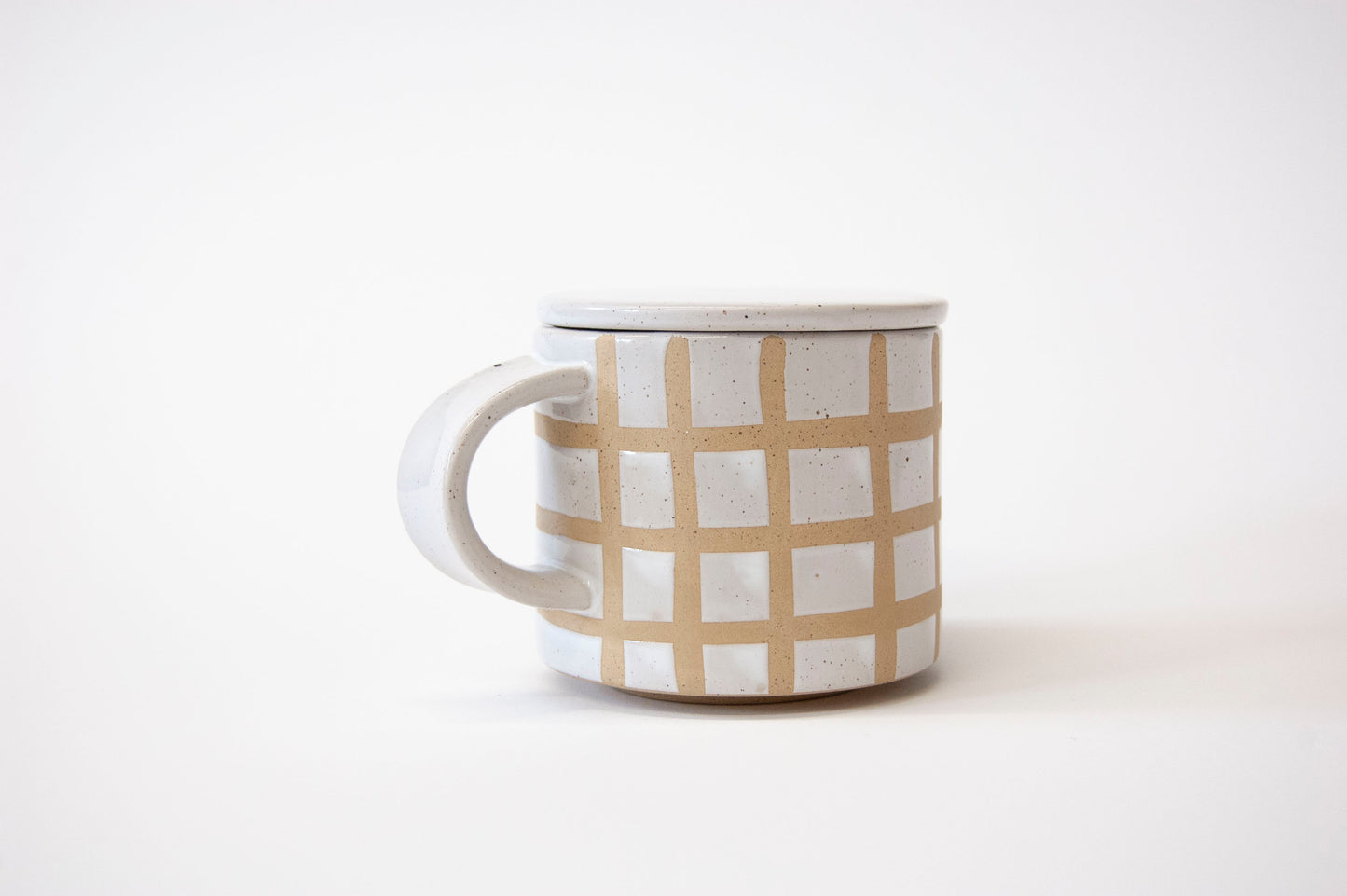 Speckle Grid Mug With Lid - Set of 2