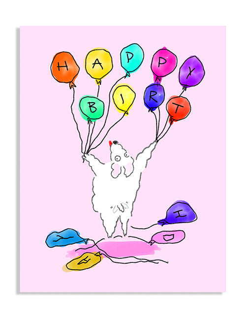 Balloon Poodle Birthday Card