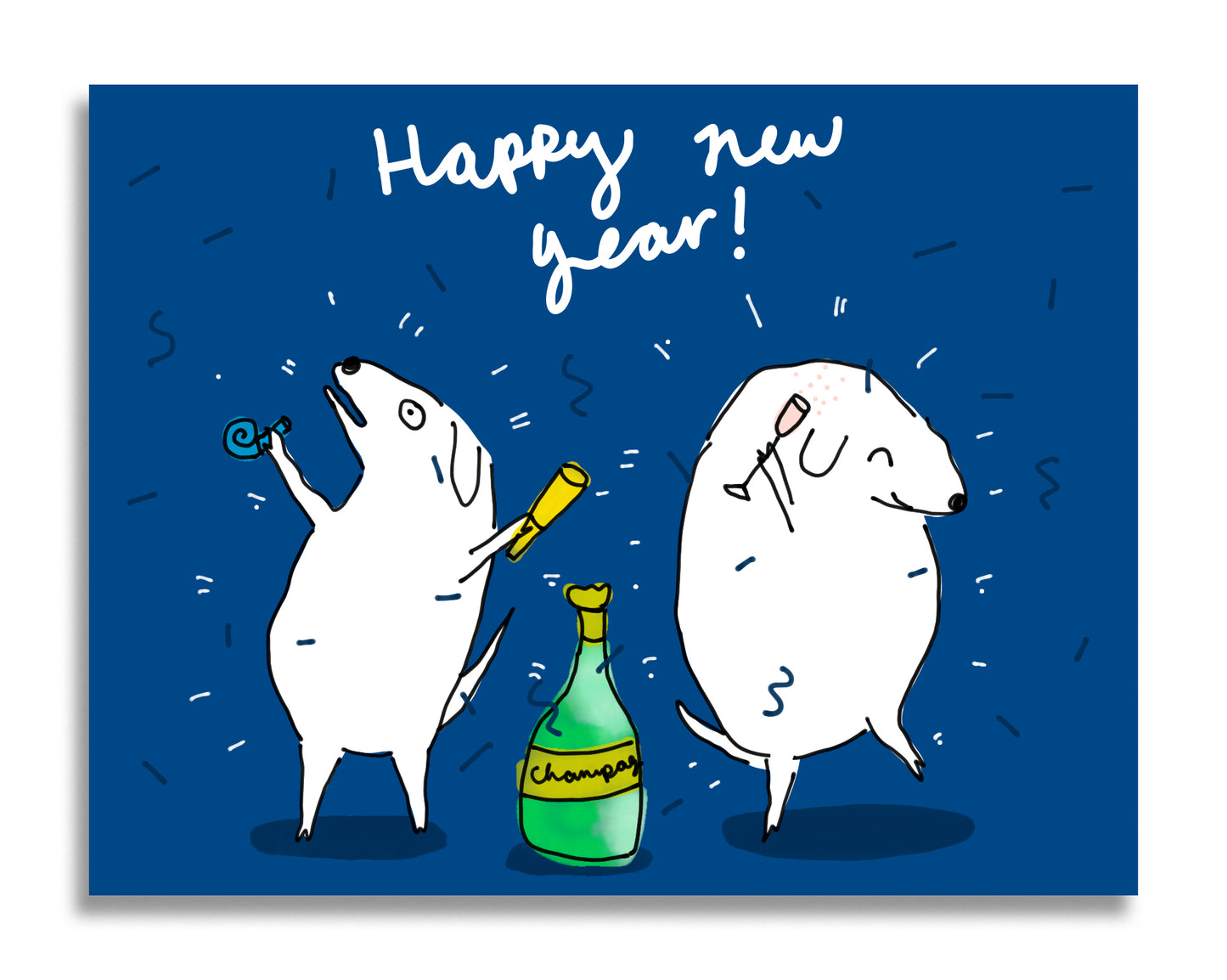 Happy New Year Party Dogs Card