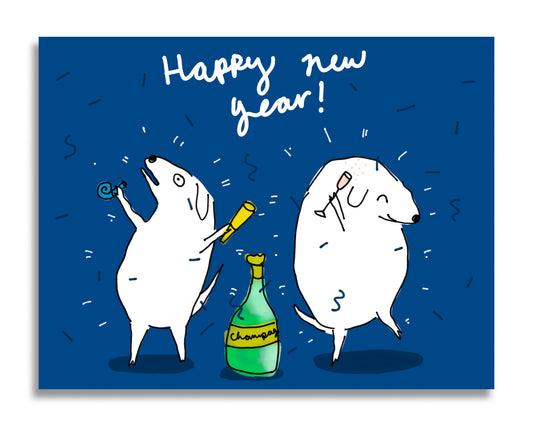 Happy New Year Party Dogs Card