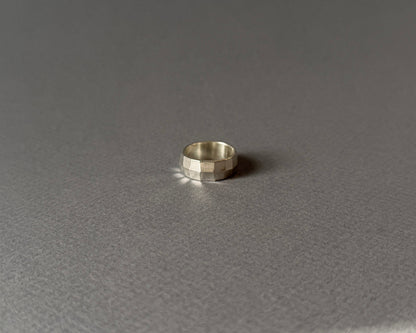 Sterling Silver Glimmering Facet Ring - Made to Order