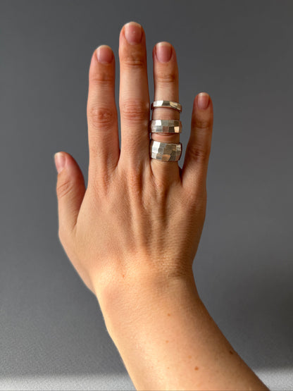 Sterling Silver Glimmering Facet Ring - Made to Order
