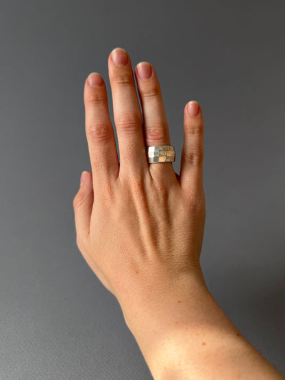 Sterling Silver Glimmering Facet Ring - Made to Order