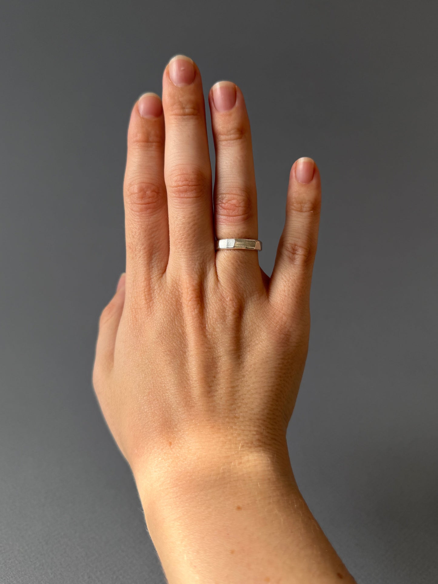 Sterling Silver Glimmering Facet Ring - Made to Order