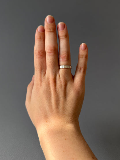 Sterling Silver Glimmering Facet Ring - Made to Order