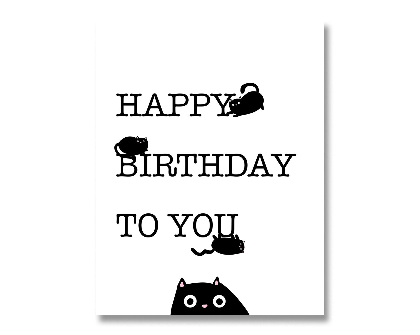 Black Cat Happy Birthday Card