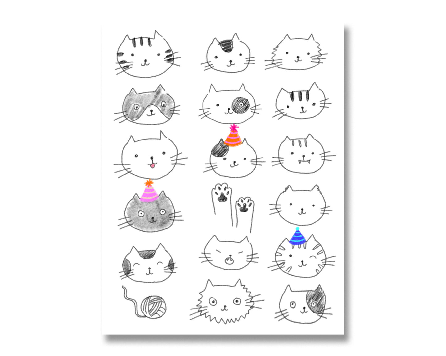 Cat Faces Happy Birthday Card