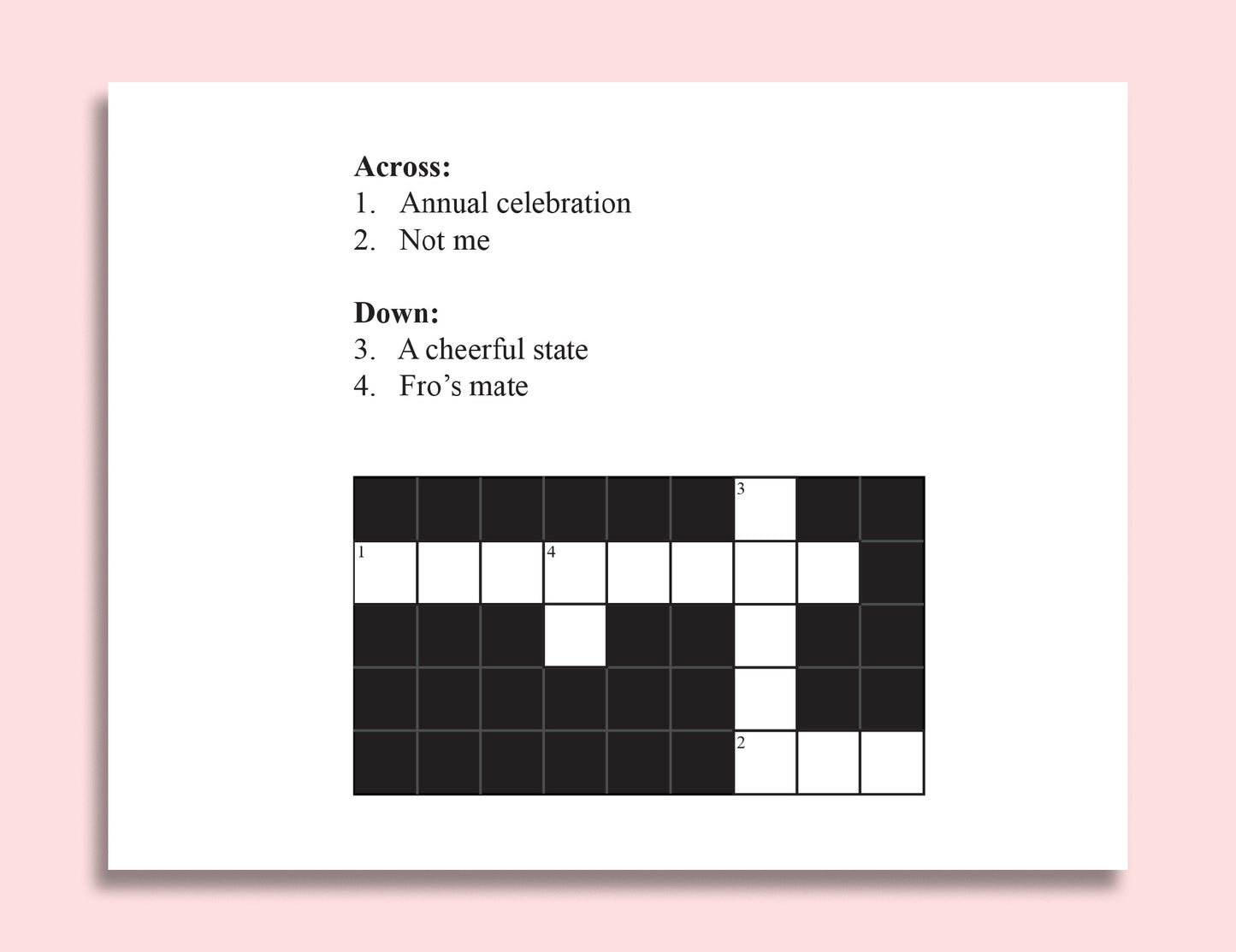 Crossword Puzzle Birthday Card