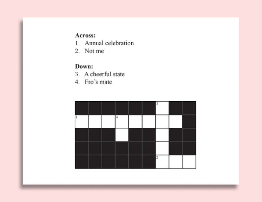 Crossword Puzzle Birthday Card