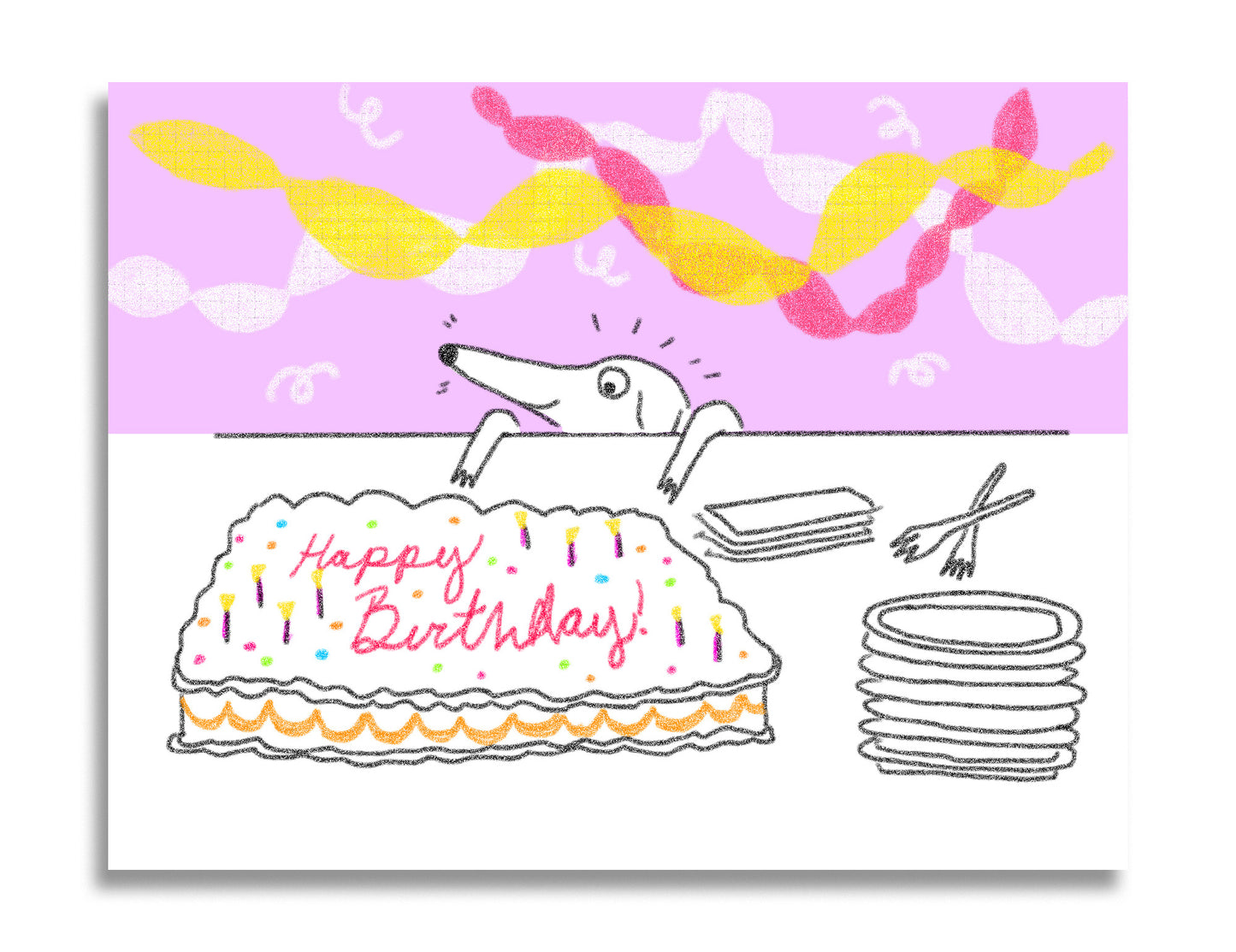 Dog Looking for a Snack Birthday Card