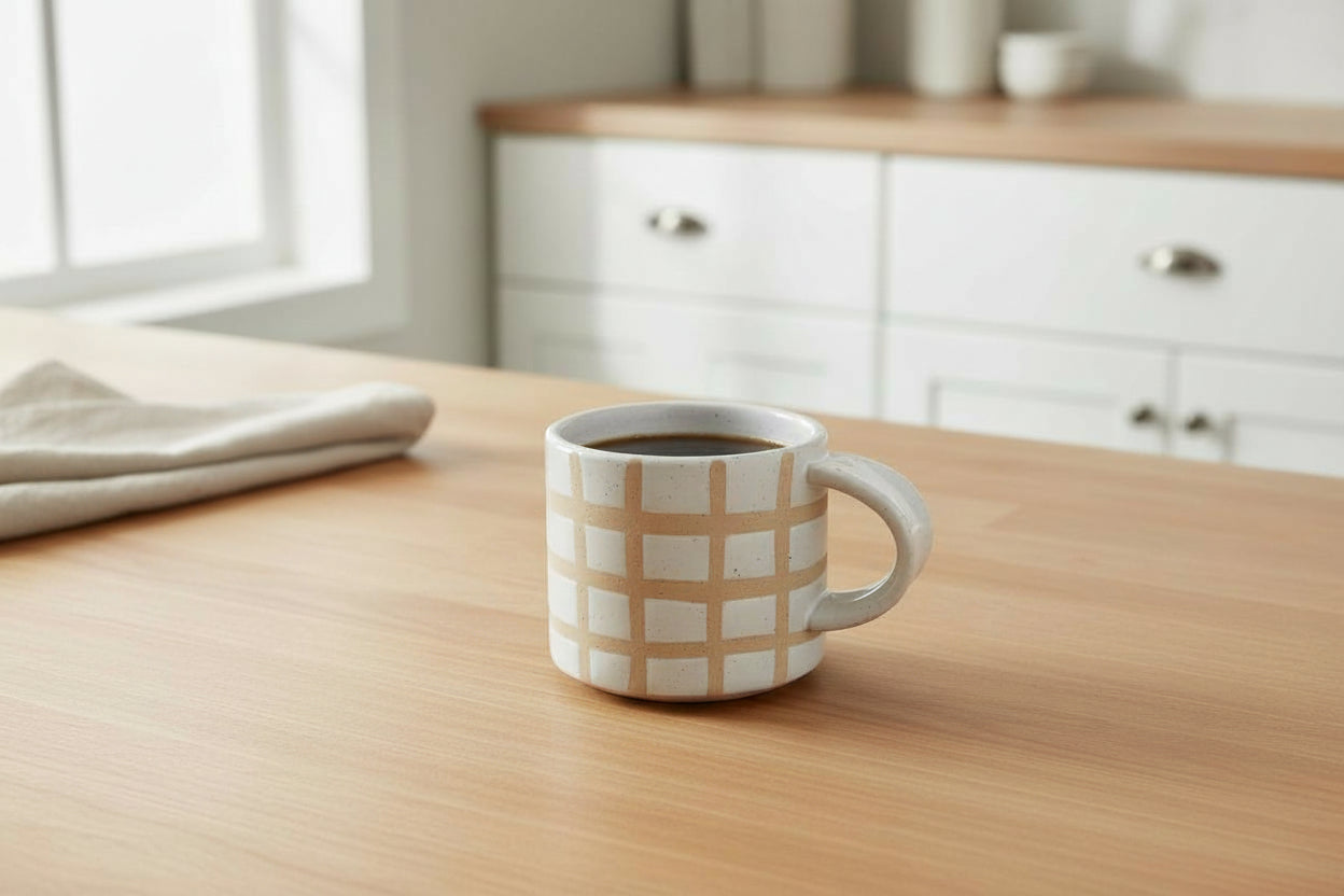 Speckle Grid Mug With Lid - Set of 2