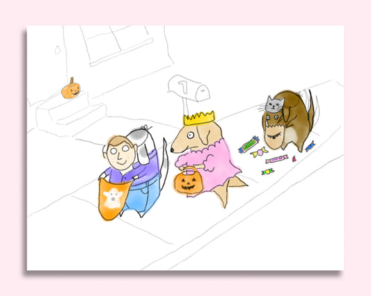 Trick or Treat Halloween Dogs Card