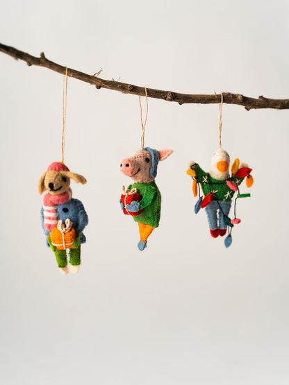 Penny Poodle Felted Ornament