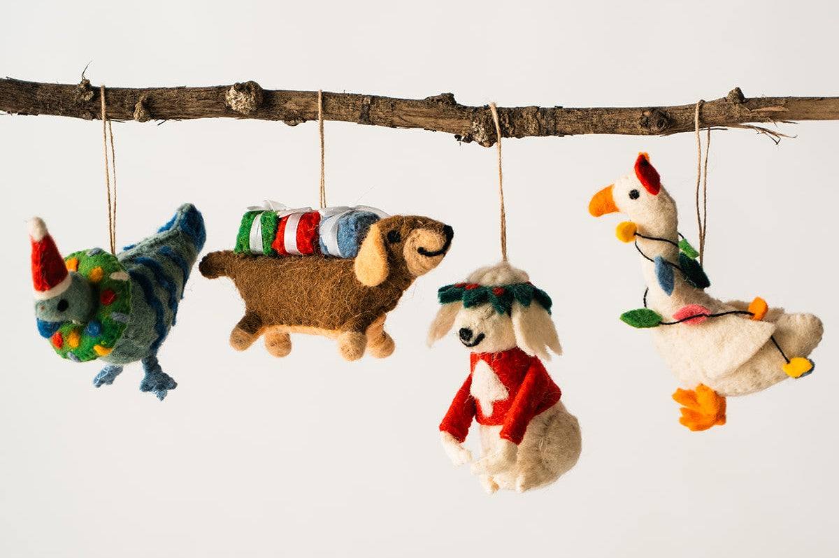 Daisy Dachshund Felted Ornament