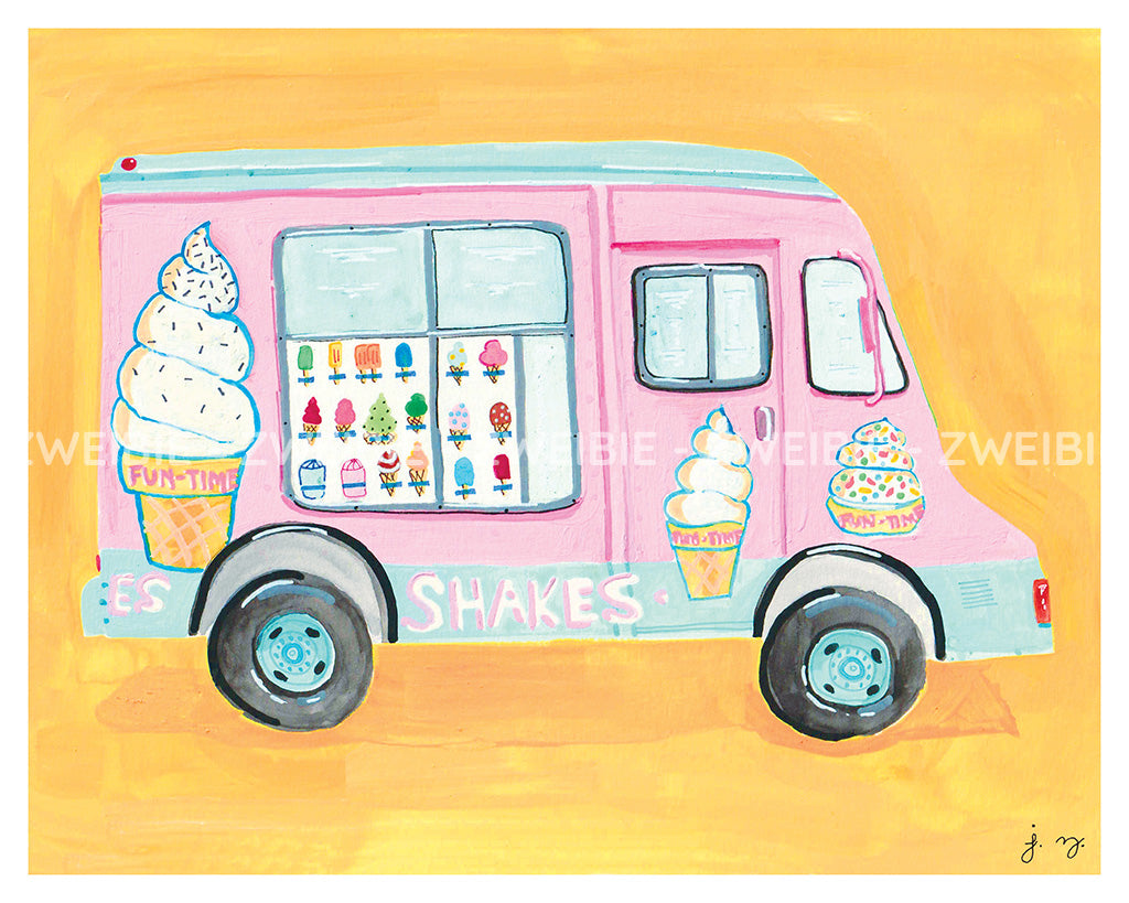 Ice Cream Truck Print - 8x10