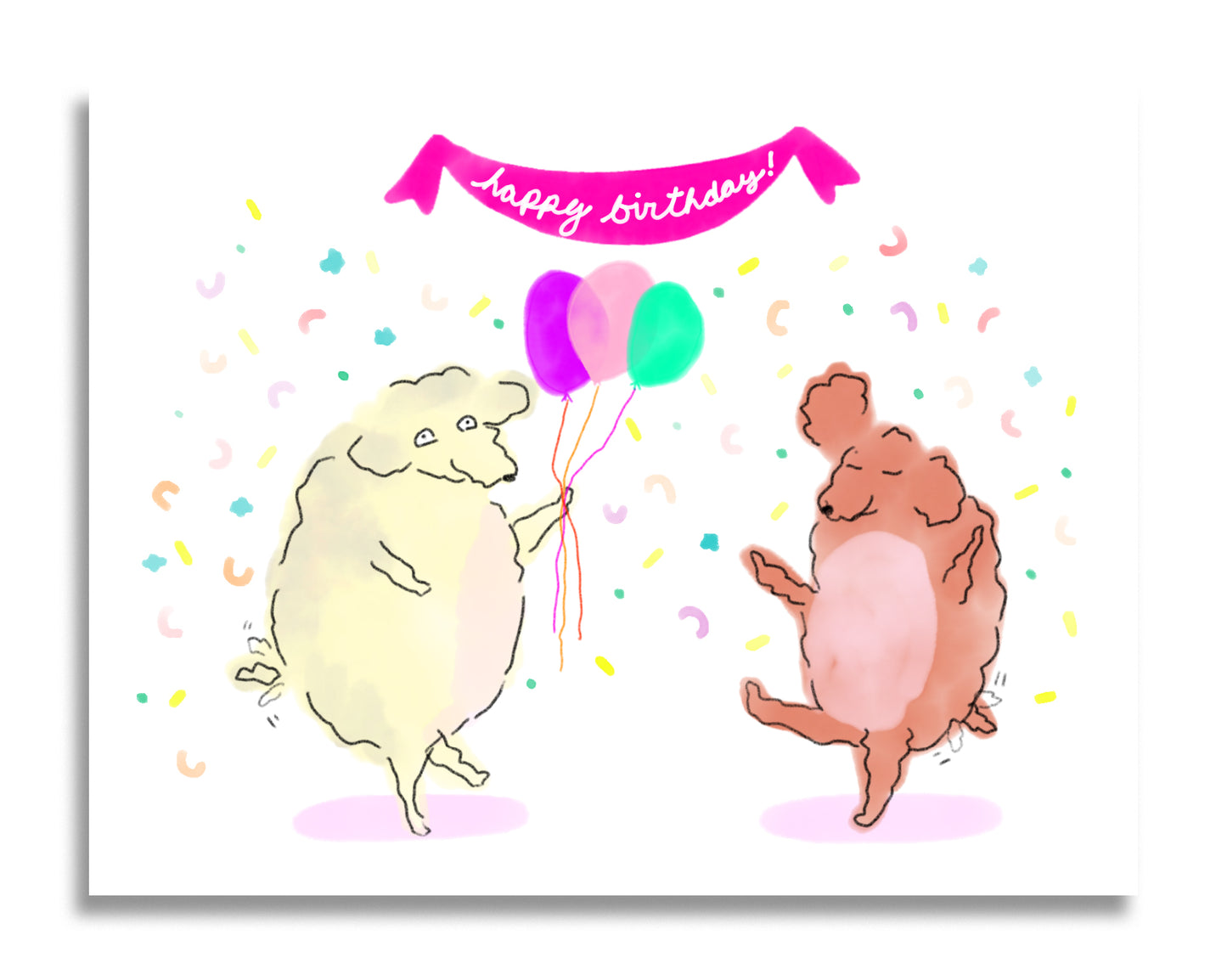 Party Poodles Happy Birthday Card