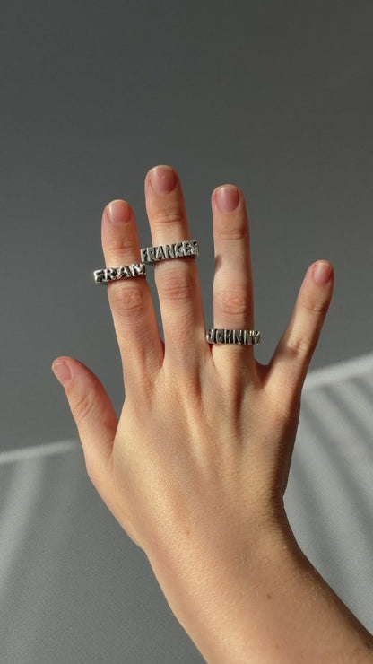 Custom Word Signet Ring – Solid Sterling Silver - Made to Order