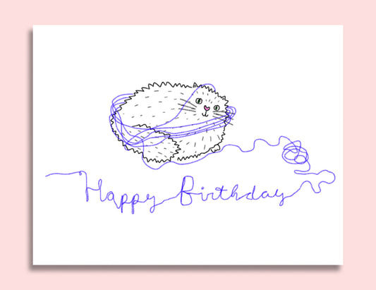 Yarn Cat Happy Birthday Card